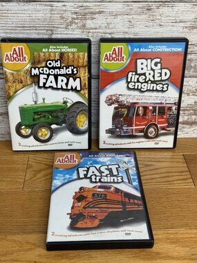 ALL ABOUT Children’s DVDs Lot Of 3 - Farm, Trains, Firetrucks